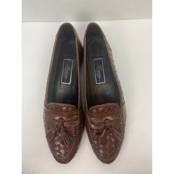 Vintage Cole‎ Haan Loafers 12 N Woven Brown Tassel Slip-On Italy Leather main image 6